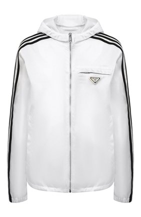 Мужского куртка adidas for prada re-nylon PRADA белого цвета, арт. SGB964-1WQ8-F0AA1-212 | Фото 1 (Материал внешний: Синтетический материал; Кросс-КТ: Куртка, Ветровка; Стили: Спорт-шик)