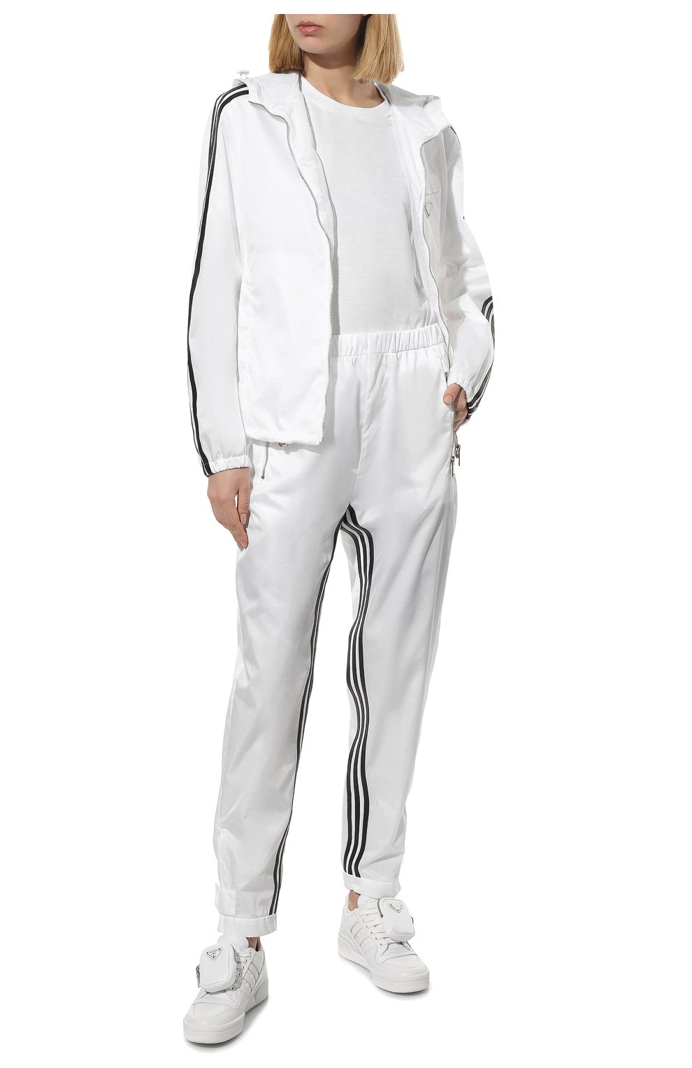 Мужского куртка adidas for prada re-nylon PRADA белого цвета, арт. SGB964-1WQ8-F0AA1-212 | Фото 2 (Кросс-КТ: Куртка, Ветровка; Материал внешний: Синтетический материал; Стили: Спорт-шик)