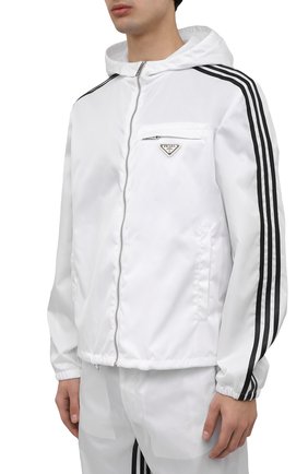 Мужского куртка adidas for prada re-nylon PRADA белого цвета, арт. SGB964-1WQ8-F0AA1-212 | Фото 6 (Кросс-КТ: Куртка, Ветровка; Материал внешний: Синтетический материал; Стили: Спорт-шик)