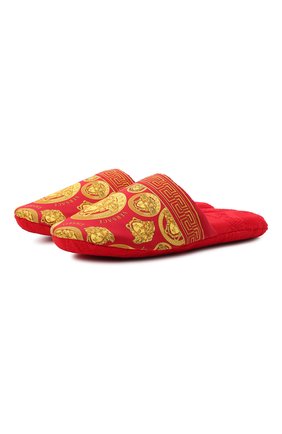 Женского домашние туфли VERSACE красного цвета, арт. ZSLB00002/ZC0SP132 | Фото 1 (Материал внутренний: Текстиль; Подошва: Платформа; Материал внешний: Текстиль; Кросс-КТ: тапочки)