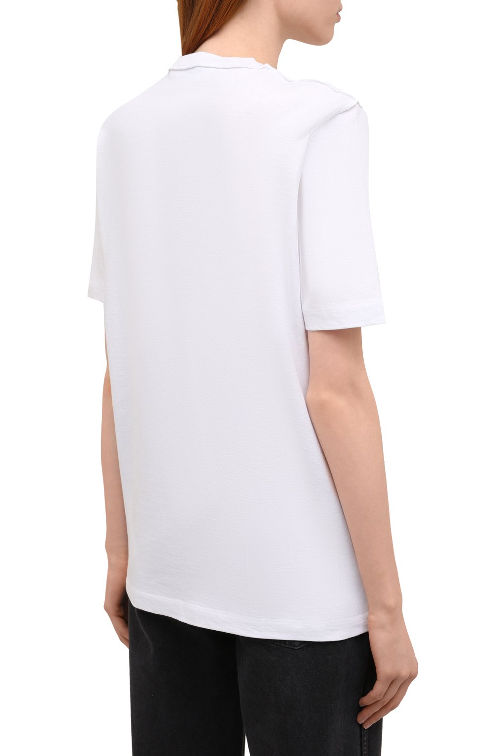 Женская хлопковая футболка DSQUARED2 белого цвета, арт. S75GD0239/S22507 | Фото 4 (Рукава: Короткие; Длина (для топов): Стандартные; Принт: С принтом; Материал внешний: Хлопок; Женское Кросс-КТ: Футболка-одежда; Размерность: Маломерит)