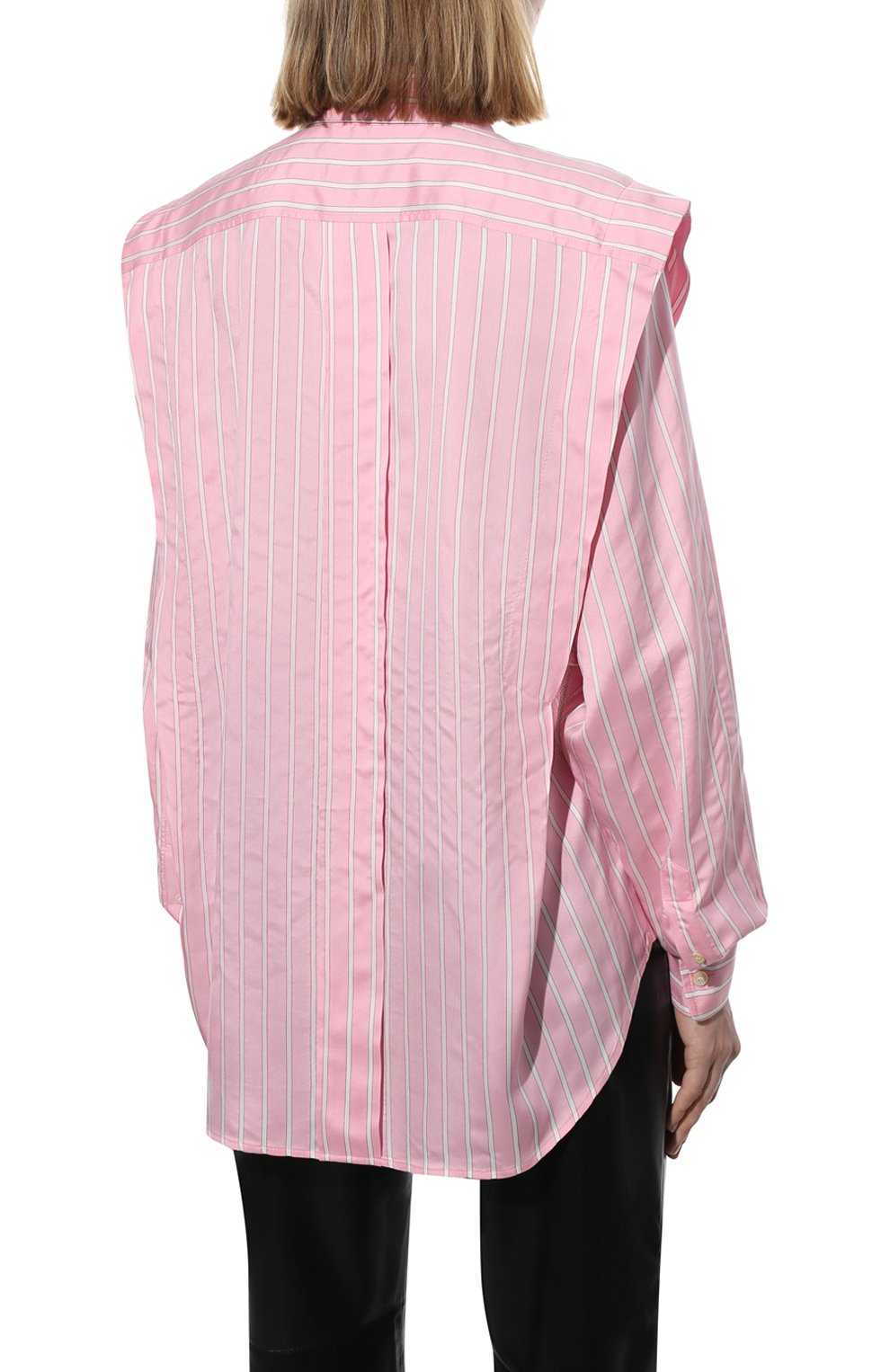 Женская рубашка ISABEL MARANT светло-розового цвета, арт. CH0791-22P024I/S0TALKI | Фото 4 (Материал внешний: Купро, Шелк, Растительное волокно; Рукава: Длинные; Принт: Полоска, С принтом; Женское Кросс-КТ: Рубашка-одежда; Длина (для топов): Удлиненные; Стили: Кэжуэл)