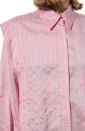 Женская рубашка ISABEL MARANT светло-розового цвета, арт. CH0791-22P024I/S0TALKI | Фото 5 (Материал внешний: Купро, Шелк, Растительное волокно; Рукава: Длинные; Принт: Полоска, С принтом; Женское Кросс-КТ: Рубашка-одежда; Длина (для топов): Удлиненные; Стили: Кэжуэл)