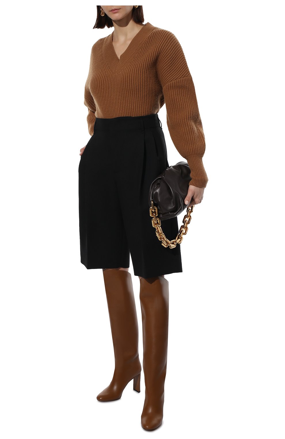 Женские кожаные ботфорты SKORPIOS коричневого цвета, арт. Q1W8013-0013 | Фото 2 (Каблук высота: Высокий; Высота голенища: Высокие; Материал внутренний: Натуральная кожа; Каблук тип: Устойчивый; Подошва: Плоская)