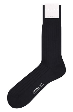 Мужские кашемировые носки FALKE темно-синего цвета, арт. 14459. | Фото 1 (Материал внешний: Кашемир, Шерсть; Кросс-КТ: бельё)