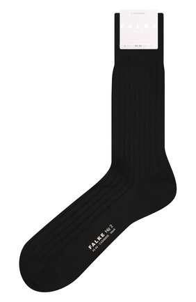 Мужские кашемировые носки FALKE черного цвета, арт. 14459. | Фото 1 (Материал внешний: Кашемир, Шерсть; Кросс-КТ: бельё)