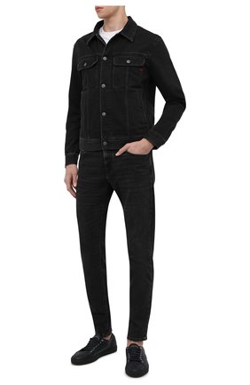 Мужская джинсовая куртка DIESEL черного цвета, арт. A03885/09B88 | Фото 2 (Кросс-КТ: Куртка, Деним; Рукава: Длинные; Материал внешний: Хлопок, Деним; Длина (верхняя одежда): Короткие; Стили: Кэжуэл)