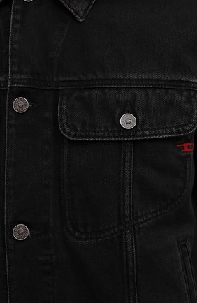 Мужская джинсовая куртка DIESEL черного цвета, арт. A03885/09B88 | Фото 5 (Кросс-КТ: Куртка, Деним; Рукава: Длинные; Материал внешний: Хлопок, Деним; Длина (верхняя одежда): Короткие; Стили: Кэжуэл)
