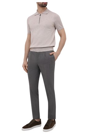 Мужские шерстяные брюки CANALI серого цвета, арт. 75180/AA03667 | Фото 2 (Материал внешний: Шерсть; Материал подклада: Вискоза; Длина (брюки, джинсы): Стандартные; Случай: Повседневный; Стили: Кэжуэл)