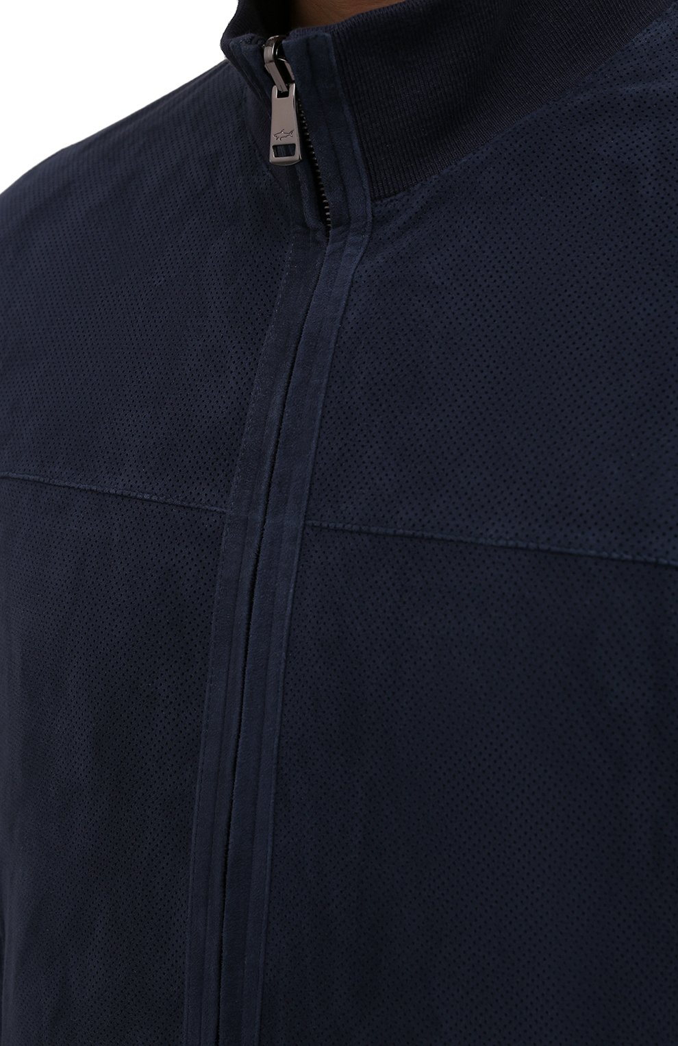 Мужской замшевый бомбер PAUL&SHARK темно-синего цвета, арт. 22412453/IKB | Фото 5 (Кросс-КТ: Куртка; Материал внешний: Замша, Натуральная кожа; Рукава: Длинные; Принт: Без принта; Материал подклада: Синтетический материал; Мужское Кросс-КТ: Кожа и замша; Длина (верхняя одежда): Короткие; Стили: Кэжуэл)
