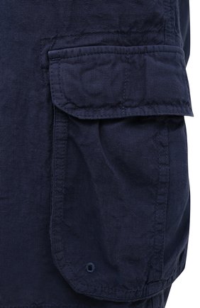 Мужские льняные шорты 120% LINO темно-синего цвета, арт. V0M2426/0253/000 | Фото 5 (Силуэт М (брюки): Карго; Длина Шорты М: До колена; Принт: Без принта; Случай: Повседневный; Материал внешний: Лен; Стили: Кэжуэл)