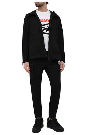 Мужская куртка DSQUARED2 черного цвета, арт. S74AM1224/S47858 | Фото 2 (Материал внешний: Синтетический материал; Длина (верхняя одежда): Короткие; Рукава: Длинные; Кросс-КТ: Ветровка, Куртка; Стили: Гранж)