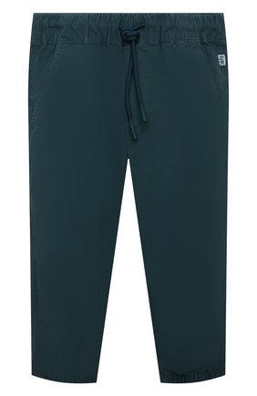 Мужского хлопковые брюки IL GUFO зеленого цвета, арт. P22PL356C6035/2A-4A | Фото 1 (Случай: Повседневный; Unisex kids: Брюки; Ростовка одежда: 18 мес | 86 см, 2 года | 92 см, 3 года | 98 см)