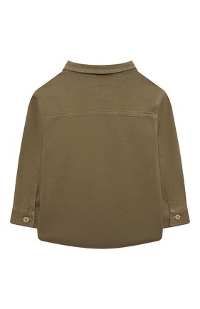 Детская хлопковая рубашка IL GUFO хаки цвета, арт. P22GR171M7107/2A-4A | Фото 2 (Материал внешний: Хлопок; Рукава: Длинные; Ростовка одежда: 18 мес | 86 см, 2 года | 92 см, 3 года | 98 см)