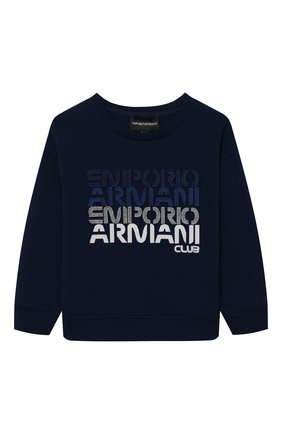 Детский хлопковый свитшот EMPORIO ARMANI темно-синего цвета по цене 17700 руб., арт. 3L4MCB/1JHSZ | Фото 1 Детский хлопковый свитшот EMPORIO ARMANI темно-синего цвета, арт. 3L4MCB/1JHSZ | Фото 1 (Материал внешний: Хлопок; Рукава: Длинные; Мальчики Кросс-КТ: Свитшот-одежда; Ростовка одежда: 10 - 11 лет | 140 - 146см, 13 - 15 лет | 158 см, 16 лет | 164 см, 4 года | 104 см, 5 лет | 110 см, 6 лет | 116 см, 7 лет | 122 см, 8 лет | 128 см)