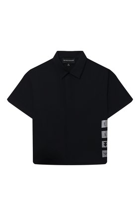 Детская хлопковая рубашка EMPORIO ARMANI темно-синего цвета по цене 14650 руб., арт. 3L4CJ8/4N6DZ | Фото 1 Детская хлопковая рубашка EMPORIO ARMANI темно-синего цвета, арт. 3L4CJ8/4N6DZ | Фото 1 (Рукава: Короткие; Материал внешний: Хлопок; Ростовка одежда: 10 - 11 лет | 140 - 146см, 13 - 15 лет | 158 см, 16 лет | 164 см, 4 года | 104 см, 5 лет | 110 см, 6 лет | 116 см, 8 лет | 128 см)