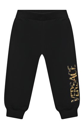 Детские хлопковые джоггеры VERSACE черного цвета по цене 16650 руб., арт. 1000219/1A02451 | Фото 1 Детские хлопковые джоггеры VERSACE черного цвета, арт. 1000219/1A02451 | Фото 1
