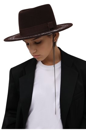 Женская шляпа drop brown COCOSHNICK HEADDRESS коричневого цвета, арт. dropbrown | Фото 2 (Материал: Шерсть, Текстиль)