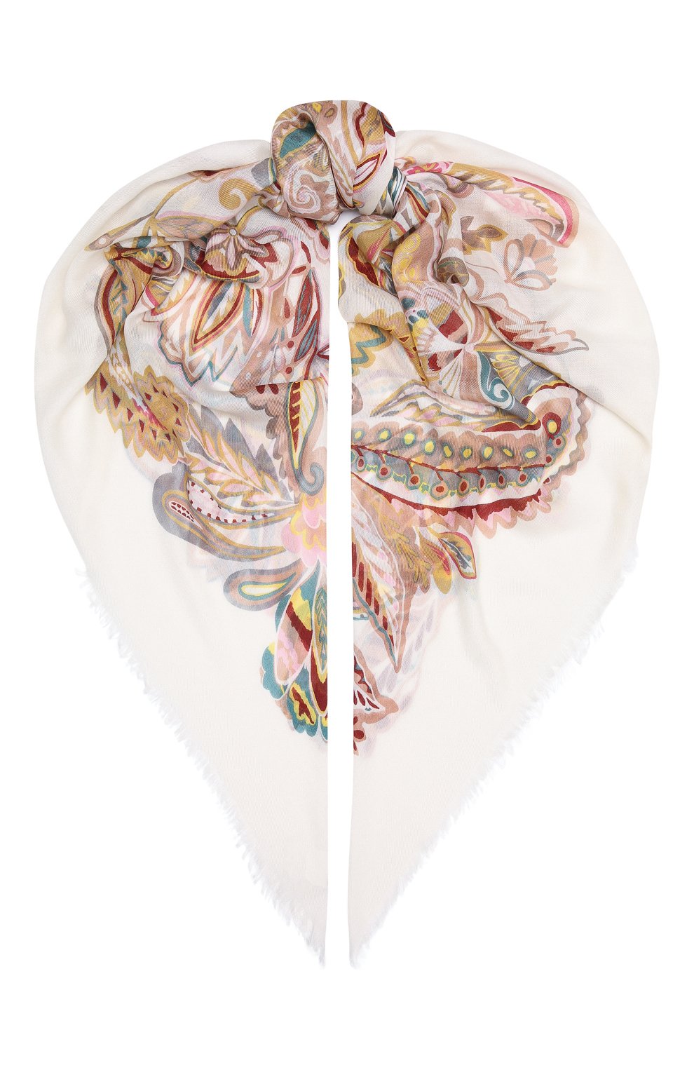 Женская шаль из кашемира и шелка dancing boteh LORO PIANA молочного цвета, арт. FAM0885 | Фото 1 (Материал: Текстиль, Кашемир, Шерсть, Шелк)