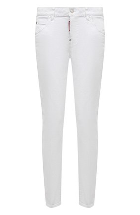 Женские джинсы DSQUARED2 белого цвета, арт. S75LB0604/S30733 | Фото 1 (Длина (брюки, джинсы): Удлиненные; Материал внешний: Хлопок, Деним; Стили: Кэжуэл; Кросс-КТ: Деним; Силуэт Ж (брюки и джинсы): Расклешенные)