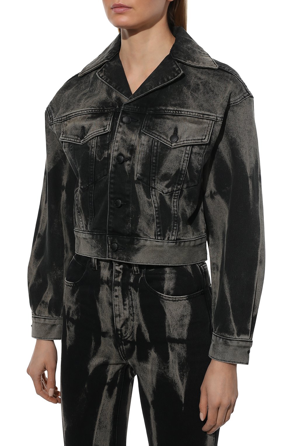 Женская джинсовая куртка DENIM X ALEXANDER WANG хаки цвета, арт. 4DC1222066 | Фото 3 (Кросс-КТ: Куртка, Деним; Рукава: Длинные; Стили: Гранж; Материал внешний: Хлопок, Деним; Длина (верхняя одежда): Короткие)