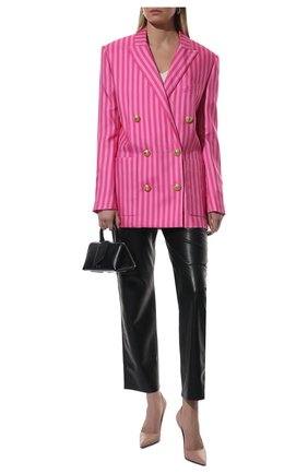 Женский жакет из вискозы и шелка balmain x barbie BALMAIN розового цвета по цене 281500 руб., арт. XF2SH010/VB50 | Фото 2 Женский жакет из вискозы и шелка balmain x barbie BALMAIN розового цвета, арт. XF2SH010/VB50 | Фото 2 (Материал внешний: Вискоза, Шелк; Материал подклада: Вискоза; Длина (для топов): Удлиненные; Рукава: Длинные; Стили: Гламурный; Случай: Вечерний; Женское Кросс-КТ: Жакет-одежда; 1-2-бортные: Двубортные)