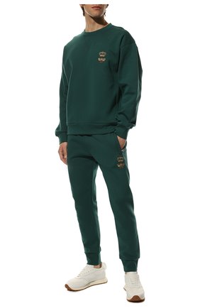 Мужские хлопковые джоггеры DOLCE & GABBANA темно-зеленого цвета по цене 72950 руб., арт. GWJVAZ/HU7IE | Фото 2 Мужские хлопковые джоггеры DOLCE & GABBANA темно-зеленого цвета, арт. GWJVAZ/HU7IE | Фото 2 (Материал внешний: Хлопок, Синтетический материал; Длина (брюки, джинсы): Стандартные; Силуэт М (брюки): Джоггеры; Стили: Кэжуэл)