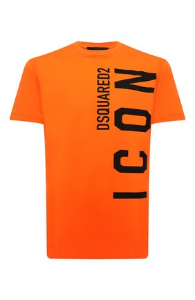 Мужская хлопковая футболка DSQUARED2 оранжевого цвета, арт. S79GC0044/S23009 | Фото 1 (Рукава: Короткие; Материал внешний: Хлопок; Длина (для топов): Стандартные; Принт: С принтом; Стили: Гранж)