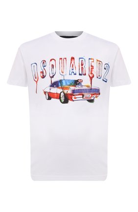 Мужская хлопковая футболка DSQUARED2 белого цвета по цене 26750 руб., арт. S74GD0993/S23009 | Фото 1 Мужская хлопковая футболка DSQUARED2 белого цвета, арт. S74GD0993/S23009 | Фото 1 (Длина (для топов): Стандартные; Рукава: Короткие; Материал внешний: Хлопок; Принт: С принтом; Стили: Гранж, Ретро)