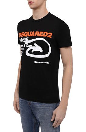 Мужская хлопковая футболка DSQUARED2 черного цвета, арт. S74GD0990/S23009 | Фото 3 (Рукава: Короткие; Длина (для топов): Стандартные; Стили: Гранж; Принт: С принтом; Материал внешний: Хлопок)