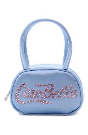 Женская сумка super amini bella AMINA MUADDI голубого цвета, арт. SUPERAMINI BELLA/SATIN | Фото 1 (Размер: mini; Материал: Текстиль; Сумки-технические: Сумки top-handle)