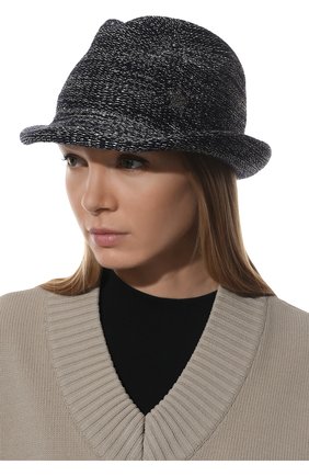 Женская шляпа из хлопка и вискозы LORENA ANTONIAZZI темно-синего цвета, арт. P2290CE01A/1329 | Фото 2 (Материал: Текстиль, Хлопок)