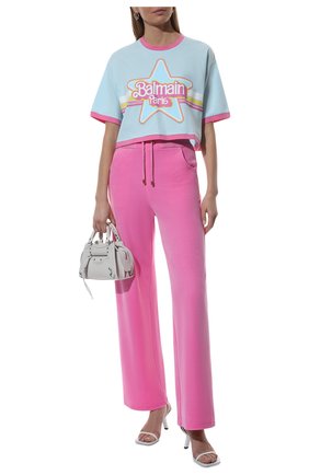 Женские хлопковые брюки balmain x barbie BALMAIN розового цвета, арт. XF20B010/66JB | Фото 2 (Материал внешний: Хлопок; Длина (брюки, джинсы): Стандартные; Стили: Спорт-шик; Женское Кросс-КТ: Брюки-одежда; Силуэт Ж (брюки и джинсы): Широкие)