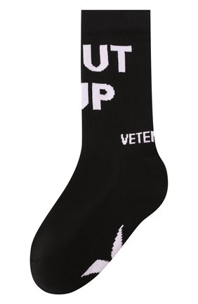 Мужские хлопковые носки VETEMENTS черного цвета, арт. UE52S0400B 3006/M | Фото 1 (Материал внешний: Хлопок; Кросс-КТ: бельё)