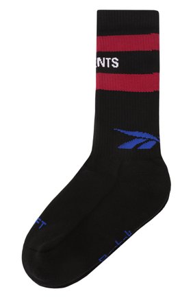 Мужские хлопковые носки VETEMENTS черного цвета, арт. UE52S0100B 3006/M | Фото 1 (Материал внешний: Хлопок; Кросс-КТ: бельё)