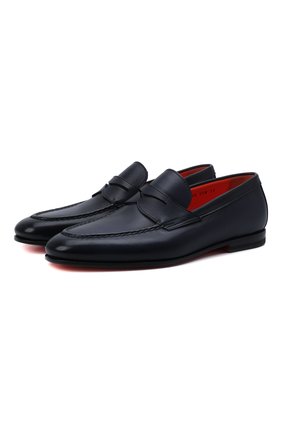 Мужские кожаные пенни-лоферы SANTONI темно-синего цвета по цене 83150 руб., арт. MCCG18007SA4BSLFU60 | Фото 1 Мужские кожаные пенни-лоферы SANTONI темно-синего цвета, арт. MCCG18007SA4BSLFU60 | Фото 1 (Материал внутренний: Натуральная кожа; Материал внешний: Кожа; Стили: Классический; Региональные ограничения белый список (Axapta Mercury): RU; Длина стельки: 27,6, 28, 28,5, 28,9, 24,2, 24,7, 25,1, 25,5, 25,9, 26,4, 26,8, 27,2)