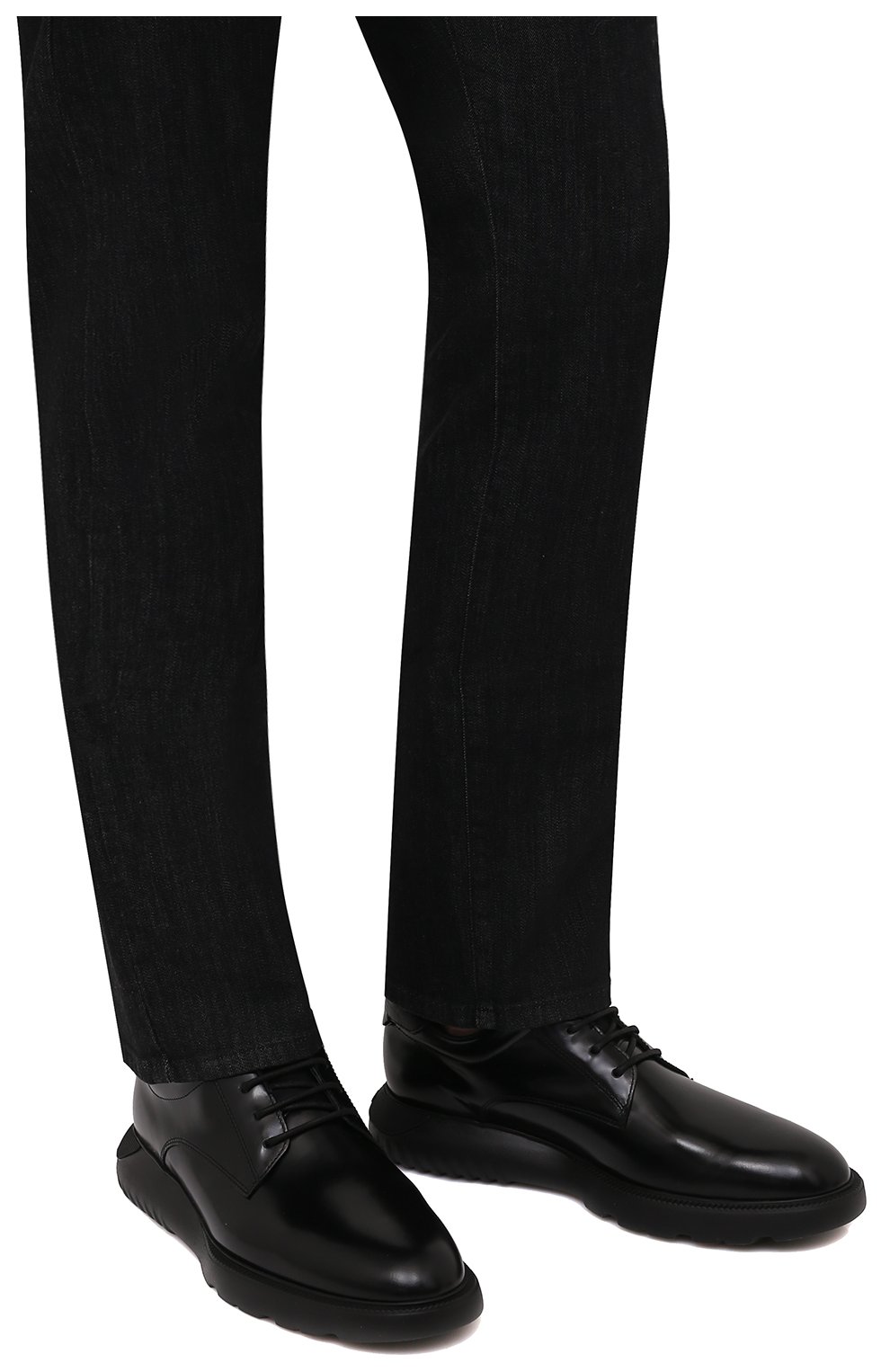 Мужские кожаные дерби HOGAN черного цвета, арт. HXM6000EC20R1A | Фото 3 (Материал внешний: Кожа; Стили: Классический; Материал внутренний: Текстиль; Длина стельки: 29,66, 27,54, 27,96, 28,39, 28,81)