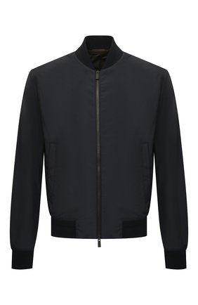 Мужской бомбер ERMENEGILDO ZEGNA темно-синего цвета по цене 186500 руб., арт. UWT35/W108B | Фото 1 Мужской бомбер ERMENEGILDO ZEGNA темно-синего цвета, арт. UWT35/W108B | Фото 1 (Рукава: Длинные; Материал внешний: Синтетический материал; Материал подклада: Синтетический материал; Длина (верхняя одежда): Короткие; Кросс-КТ: Куртка; Принт: Без принта; Стили: Кэжуэл)