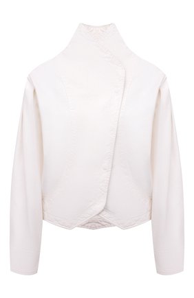 Женская джинсовая куртка ISABEL MARANT белого цвета, арт. VE1544-22P022I/PAULINE | Фото 1 (Рукава: Длинные; Материал внешний: Хлопок, Деним; Длина (верхняя одежда): Короткие; Стили: Минимализм; Кросс-КТ: Деним, Куртка)