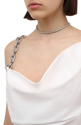 Женское чокер AMINA MUADDI серебряного цвета, арт. TENNIS NECKLACE | Фото 2 (Материал: Металл, Кристаллы)