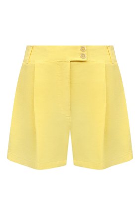 Женские льняные шорты 120% LINO желтого цвета, арт. V0W29C8/F753/000 | Фото 1 (Длина Ж (юбки, платья, шорты): Мини; Материал внешний: Лен; Стили: Минимализм; Женское Кросс-КТ: Шорты-одежда)