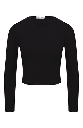 Женский топ REDVALENTINO черного цвета, арт. XR3MG12T/6DN | Фото 1 (Материал внешний: Синтетический материал; Длина (для топов): Укороченные; Рукава: Длинные; Стили: Кэжуэл)