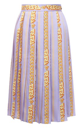 Женская плиссированная юбка VERSACE сиреневого цвета по цене 116000 руб., арт. 1004343/1A02866 | Фото 1 Женская плиссированная юбка VERSACE сиреневого цвета, арт. 1004343/1A02866 | Фото 1 (Материал внешний: Синтетический материал; Длина Ж (юбки, платья, шорты): До колена; Стили: Романтичный; Женское Кросс-КТ: Юбка-одежда, юбка-плиссе)