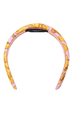 Женский ободок для волос VERSACE светло-розового цвета по цене 14000 руб., арт. ICER001/A232999 | Фото 1 Женский ободок для волос VERSACE светло-розового цвета, арт. ICER001/A232999 | Фото 1 (Материал: Шелк, Текстиль)