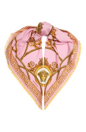 Женский платок VERSACE светло-розового цвета, арт. 1001599/1A01224 | Фото 1 (Материал: Шелк, Шерсть, Кашемир, Текстиль)