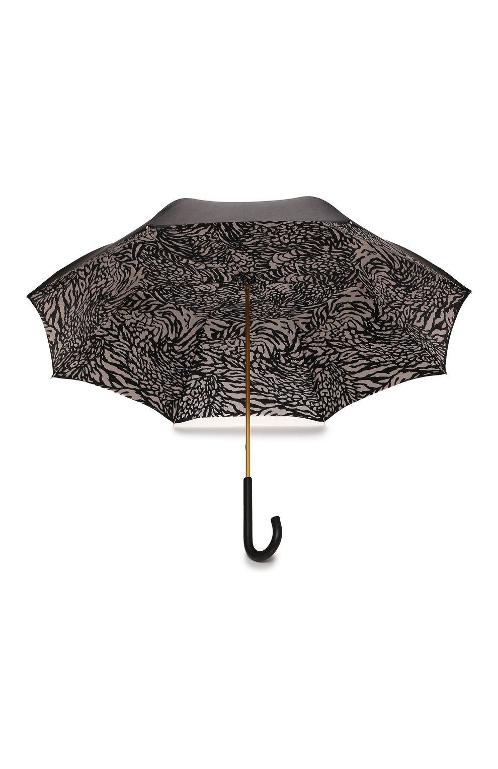 Женский зонт-трость PASOTTI OMBRELLI черного цвета, арт. 189/RAS0 5G744/2/PELLE | Фото 3 (Материал: Текстиль, Синтетический материал, Металл)