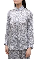 Женская шелковая блузка KITON серебряного цвета, арт. D53420K0983A | Фото 3 (Материал внешний: Шелк; Рукава: Длинные; Длина (для топов): Стандартные; Принт: С принтом; Стили: Романтичный; Женское Кросс-КТ: Блуза-одежда)