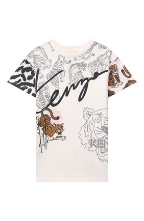 Детское хлопковое платье-футболка KENZO белого цвета по цене 18550 руб., арт. K12230 | Фото 1 Детское хлопковое платье-футболка KENZO белого цвета, арт. K12230 | Фото 1 (Материал внешний: Хлопок; Рукава: Короткие; Ростовка одежда: 10 - 11 лет | 140 - 146см, 12 лет | 152 см, 3 года | 98 см, 4 года | 104 см, 6 лет | 116 см, 8 лет | 128 см)