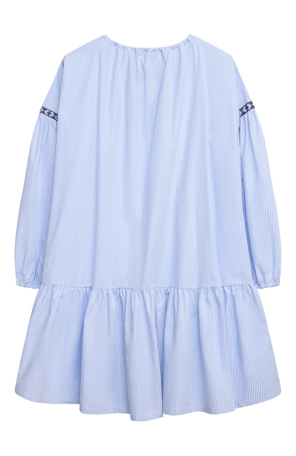 Детское хлопковое платье IL GUFO голубого цвета, арт. P22VL485C1052/5A-8A | Фото 2 (Рукава: Длинные; Материал внешний: Хлопок; Ростовка одежда: 4 года | 104 см, 5 лет | 110 см, 7 лет | 122 см)