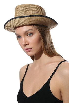 Женская шляпа LORENA ANTONIAZZI бежевого цвета, арт. P2298CE09A/9999 | Фото 2 (Материал: Растительное волокно, Текстиль)